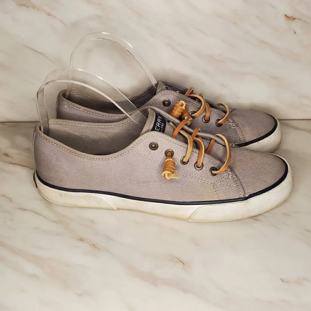 Sperry Topsider Women's Pier View Canvas Grey Sneakers Size 8.5‎